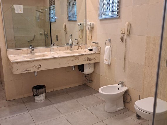 Marble twin vanity in the Royal Suite bathroom
